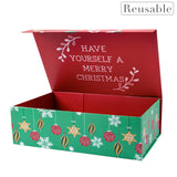 wrapaholic-christmas-collapsible-gift-box-with-magnetic-closure-red-green-christmas-ornaments-design-14x9x4-3-inch-3