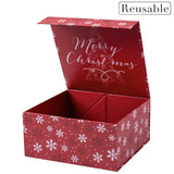 wrapaholic-christmas-collapsible-gift-box-with-magnetic-closure-red-and-white-snowflake-design-8x8x4-inch-3