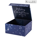 wrapaholic-christmas-collapsible-gift-box-with-magnetic-closure-blue-reindeer-christmas-tree-design-8x8x4-inch-3
