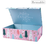 wrapaholic-christmas-collapsible-gift-box-with-magnetic-closure-pink-blue-christmas-ornaments-14x9x4-3-inch-3