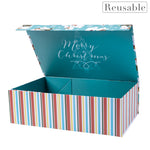 wrapaholic-christmas-collapsible-gift-box-with-magnetic-closure-polar-bear-and-stripe-design-14x9x4-3-inch-3