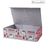 wrapaholic-christmas-collapsible-gift-box-with-magnetic-closure-reindeer-and-snowflake-design-14x9x4-3-inch-3