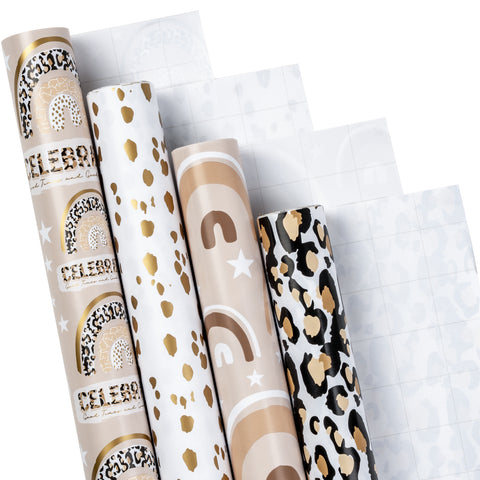 Leopard Gift Wrapping Paper Rolls for Women's Day, All Occasion