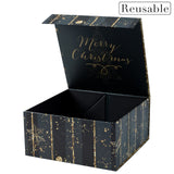 wrapaholic-christmas-collapsible-gift-box-with-magnetic-closure-black-and-gold-stripe-design-8x8x4-inch-3