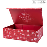 wrapaholic-christmas-collapsible-gift-box-with-magnetic-closure-red-snowflake-design-14x9x4-3-inch-3