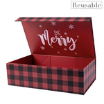 wrapaholic-christmas-collapsible-gift-box-with-magnetic-closure-red-black-buffalo-plaid-design-14x9x4-3-inch-3