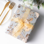 WRAPAHOLIC Reversible Silver Vintage Floral Wrapping Paper - 24 Inch X 100 Feet Jumbo Roll