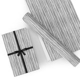 Custom Flat Wrapping Paper for Birthday, Holiday - Black & White Vertical Stripes Wholesale Wraphaholic