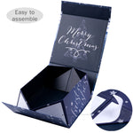 wrapaholic-christmas-collapsible-gift-box-with-magnetic-closure-blue-reindeer-christmas-tree-design-8x8x4-inch-4