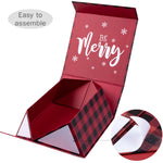 wrapaholic-christmas-collapsible-gift-box-with-magnetic-closure-red-and-black-plaid-design-8x8x4-inch-4