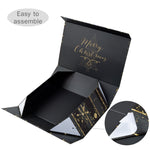 wrapaholic-christmas-collapsible-gift-box-with-magnetic-closure-black-gold-stripe-design-14x9x4-3-inch-4