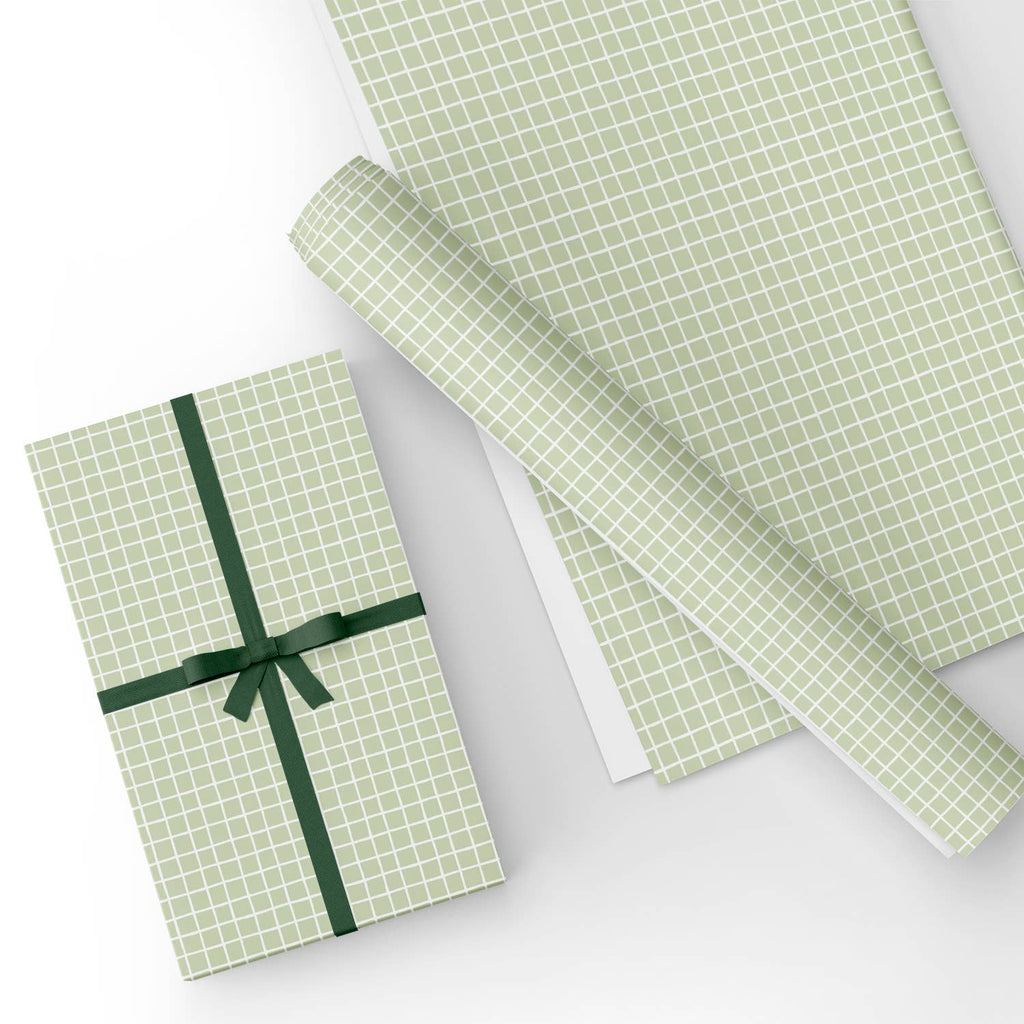 Gingham Green on Kraft - Wholesale Tissue Paper Designs - Made in USA