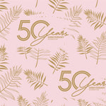 50th Pink and Gold Birthday Flat Wrapping Paper Sheet Wholesale Wraphaholic