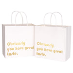 wrapaholic-obviously-you-have-great-taste-gift-bag-12-pack-10x5x10-white-gold-1