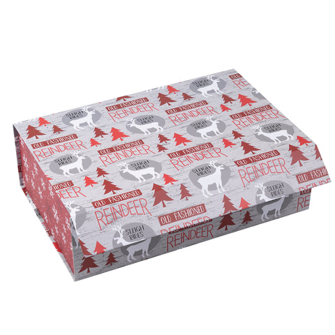 wrapaholic-christmas-collapsible-gift-box-with-magnetic-closure-reindeer-and-snowflake-design-14x9x4-3-inch-1