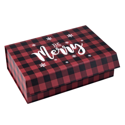 wrapaholic-christmas-collapsible-gift-box-with-magnetic-closure-red-black-buffalo-plaid-design-14x9x4-3-inch-1