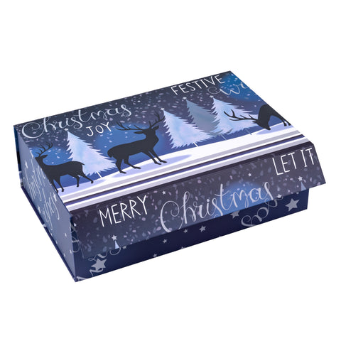 wrapaholic-christmas-collapsible-gift-box-with-magnetic-closure-reindeer-christmas-tree-design-14x9x4-3-inch-1