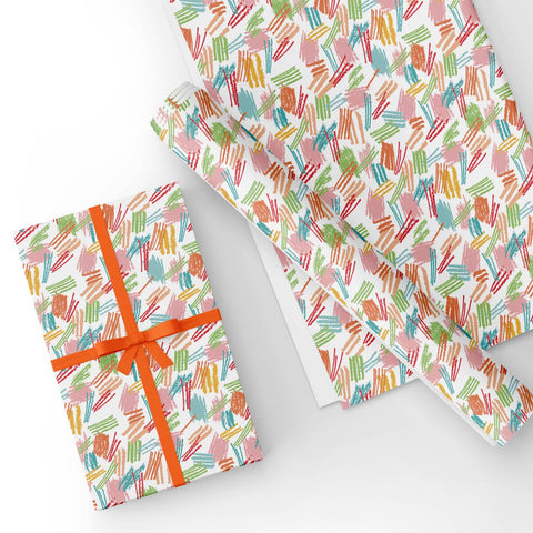 Custom Flat Wrapping Paper for Birthday, Holiday, Baby Shower, Party - Colorful Line Segment Wholesale Wraphaholic