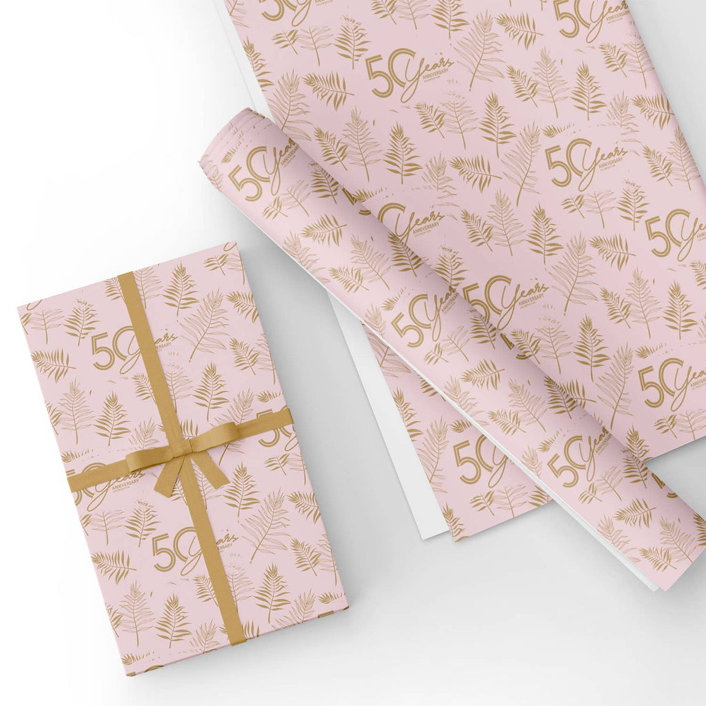 Custom Gift Wrapping Paper Sheets for 50th Birthday - Pink and Gold –  WrapaholicGifts