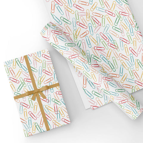 Custom Flat Wrapping Paper for Birthday, Holiday, Baby Shower, Party - Coloured Paperclip Wholesale Wraphaholic