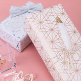 WRAPAHOLIC Reversible Wrapping Paper with Pink Geometric Patterns Design - 30 Inch X 100 Feet Jumbo Roll