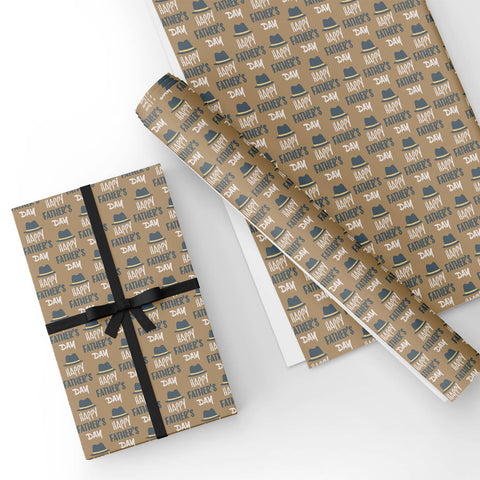 Custom Flat Wrapping Paper for Father's Day, Father Birthday, Holiday, Party - Brown Jazz Hat Wholesale Wraphaholic
