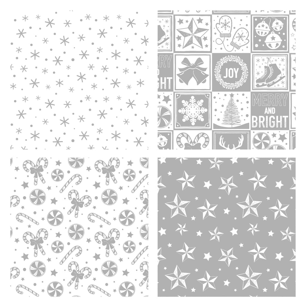 Sparkly Silver Stars Christmas pattern on black Wrapping Paper