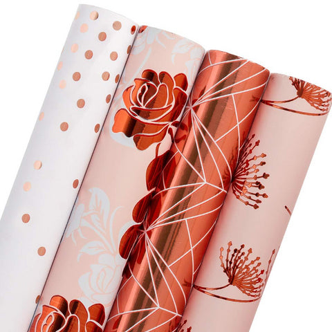 WRAPAHOLIC-Rose-Gold-Foil-Gift-Wrapping-Paper-Roll-4-Rolls-Set-1