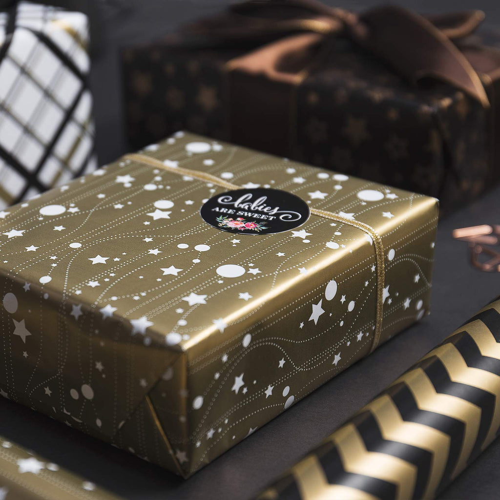 Wrapaholic Black & Gold Gift Wrapping Paper - 4 Rolls/ Set – WrapaholicGifts