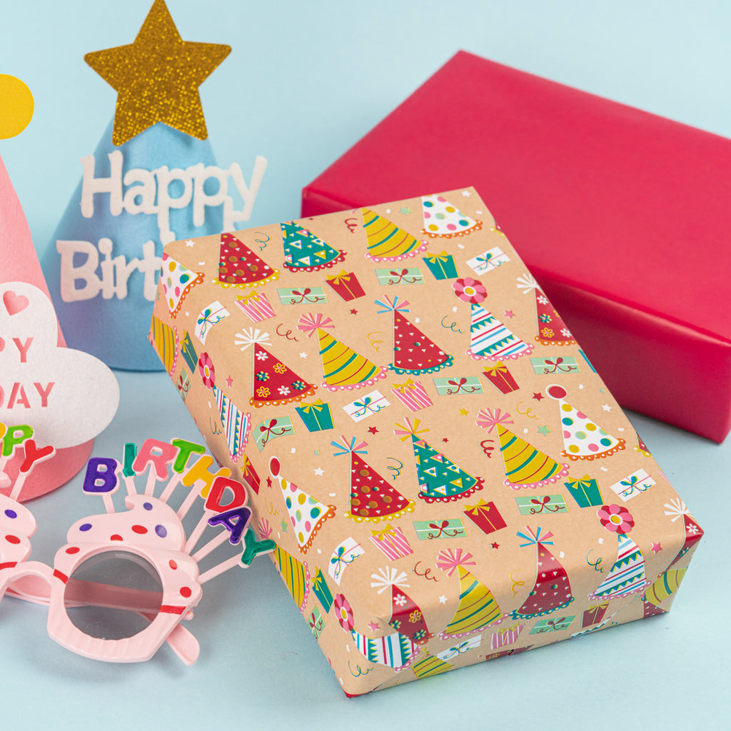 WRAPAHOLIC Reversible Birthday Wrapping Paper - 30 Inch X 100 Feet Jumbo  Roll Various Gift Boxes Design, Perfect for Birthday, Party, Baby Shower  and