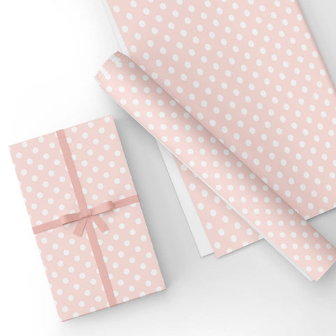 White Dot in Pink Flat Wrapping Paper Sheet Wholesale Wraphaholic