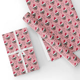 Custom Flat Wrapping Paper for Christmas - Puppies Wear Red Christmas Hat Wholesale Wraphaholic