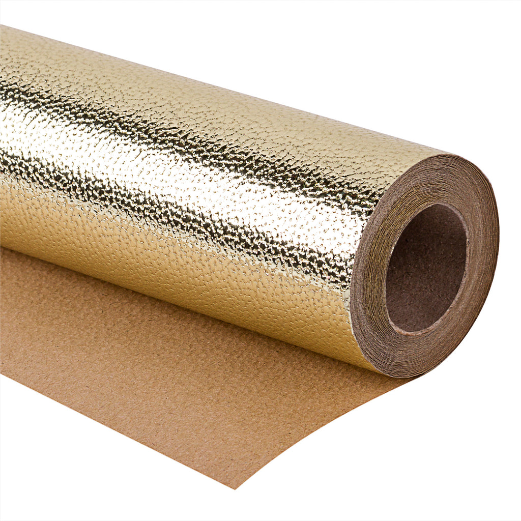 Embossing Wrapping Paper Roll, Lychee Leather Grain, Gold