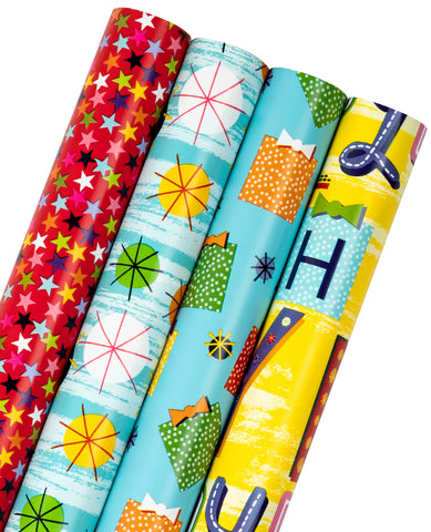 wrapaholic-Birthday-Wrapping-Paper-4-Pack-100-sq.ft.-Total-Summer-Cool-Party-1