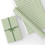 Custom Flat Wrapping Paper for Birthday, Holiday, Baby Shower, Party - Green & White Buffalo Grid Wholesale Wraphaholic