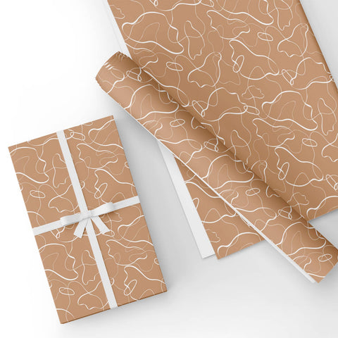 Custom Flat Wrapping Paper for Fall, Wedding Gift, Baby Shower Gift - Abstract Line Drawing Wholesale Wraphaholic