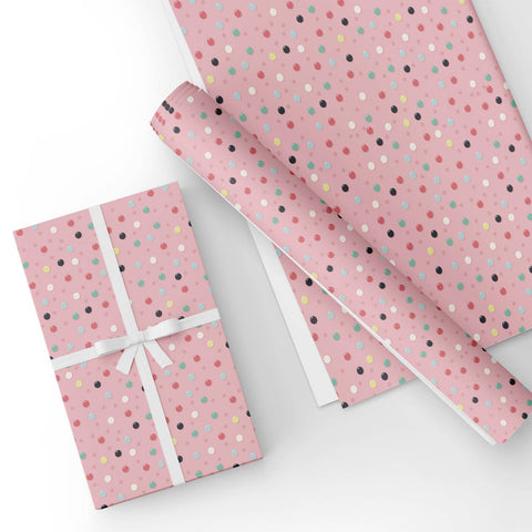 Custom Flat Wrapping Paper for Birthday, Wedding, Her, Girl, Girlfrend - Multicolored Polka Dot Wholesale Wraphaholic
