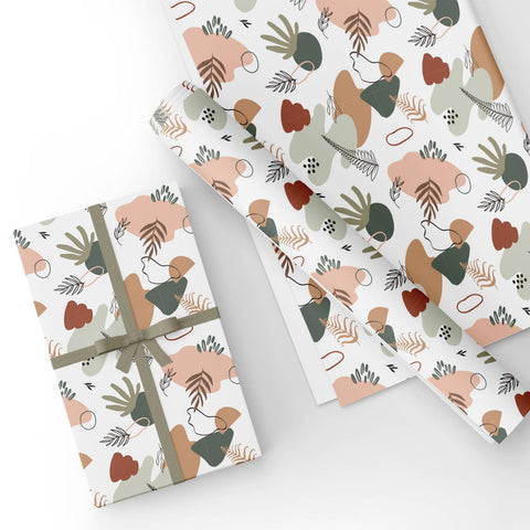 Custom Flat Wrapping Paper for His, Her Birthday Gift Wrap Paper - Boho Abstract Fern Wholesale Wraphaholic