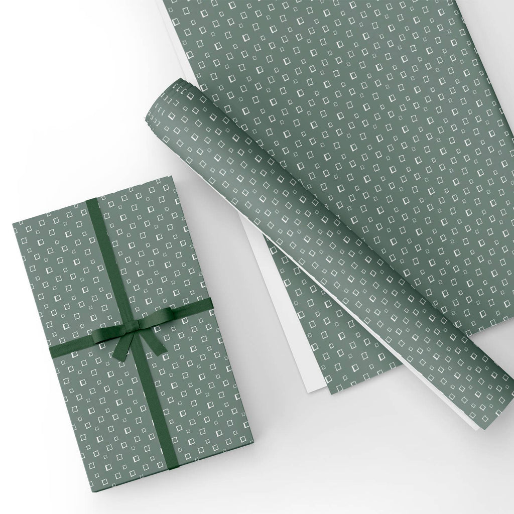 Custom Flat Wrapping Paper for Birthday, Party - Square Green