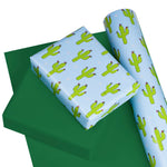 WRAPAHOLIC Cactus Reversible Wrapping Paper Jumbo Roll - 24 Inch X 100 Feet
