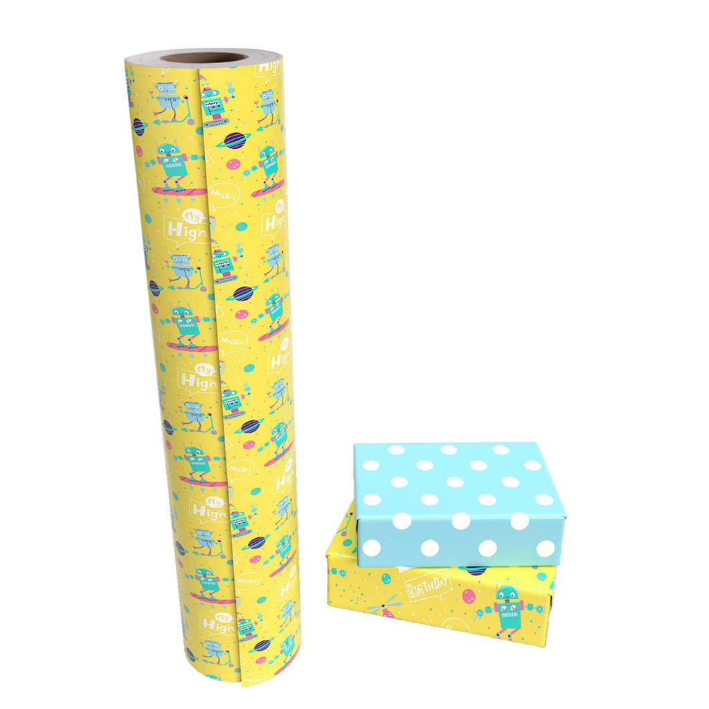 WRAPAHOLIC Reversible Wrapping Paper - 24 inch X 65.6 feet Jumbo Roll Baby  Boy Design, Perfect for Kids Birthday, Party, Holiday, Baby Shower Packing