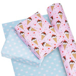 WRAPAHOLIC Reversible Ice-Cream Wrapping Paper Roll - 30 Inch X 100 Feet Jumbo Roll