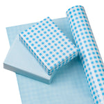 WRAPAHOLIC Reversible Blue Plaid Wrapping Paper Roll - 30 Inch X 100 Feet Jumbo Roll