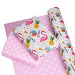 WRAPAHOLIC Reversible Flamingo and Pineapple Wrapping Paper Roll - 30 Inch X 100 Feet Jumbo Roll