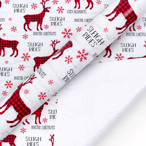 Christma Wrapping Paper Roll 30inchx33 Feet Buffalo Plaid Stag