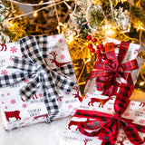 Christma Wrapping Paper Roll 30inchx33 Feet Buffalo Plaid Stag
