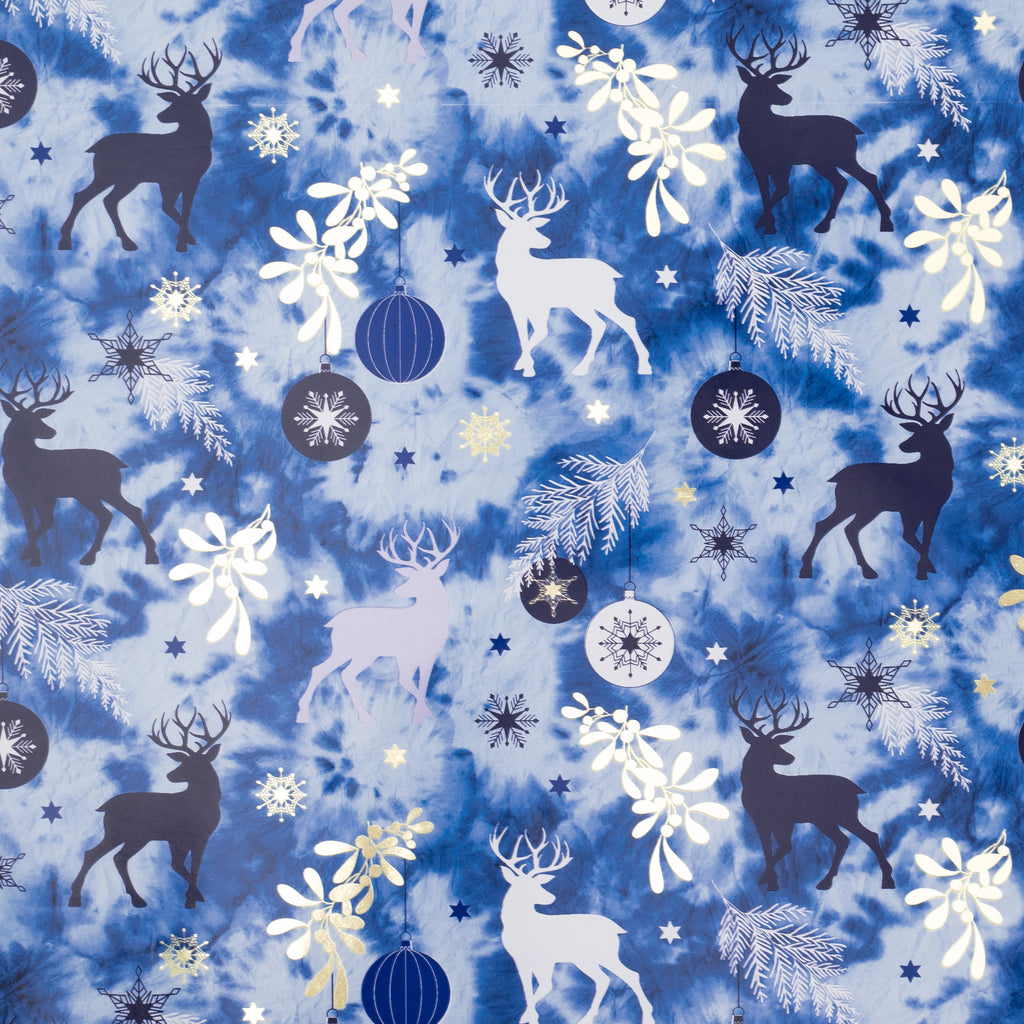 Blue Christmas Wrapping Paper Jumbo Rolls Clearance Kit Periwinkle Reindeer  G