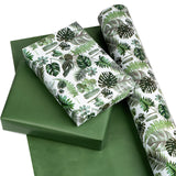 WRAPAHOLIC Reversible Wrapping Paper with Green Monstera Leaf Design - 30 Inch X 100 Feet Jumbo Roll