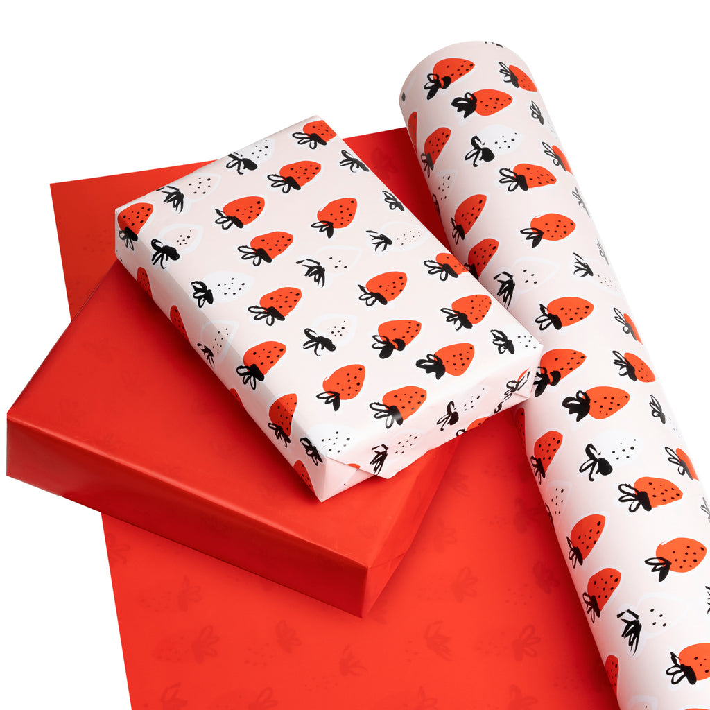 WRAPAHOLIC Reversible Wrapping Paper with Strawberry Design - 30 Inch –  WrapaholicGifts