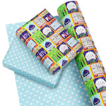 WRAPAHOLIC Reversible Wrapping Paper with Unique Robot Design - 30 Inch X 100 Feet Jumbo Roll